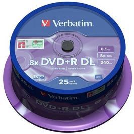 VERBATIM DVD+R 8,5GB 8x DoubleLayer MATT SILVER spindl 25pck/BAL