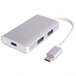 PremiumCord USB 3.1 2x USB3.0 + PD charge s hliníkovým stříbrným pouzdrem