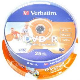 Verbatim DVD-R 16x, Printable 25ks cakebox