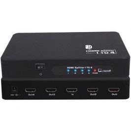 PremiumCord Externí HDMI Splitter, 4x port HDMI 1.4 černý
