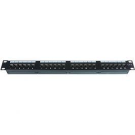 Datacom, 24x RJ45, přímý, CAT6, UTP, černý, 1U