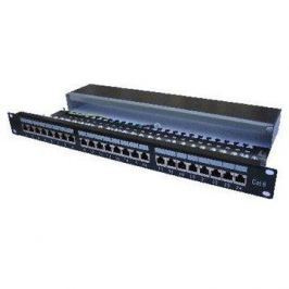 Datacom, 24x RJ45, přímý, CAT6, STP, černý, 1U