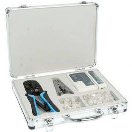 Network Kit, síťový tester, krimpovací kleště 8P+6P, RJ45 konektory