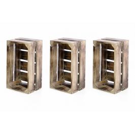 Divero VINTAGE 54862 Sada 3 x dřevěná bedýnka hnědá - 51 x 36 x 23 cm