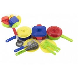 Sada nádobí s doplňky plast - mix barev v síťce