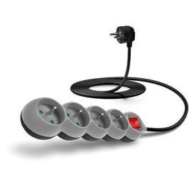 CONNECT IT prodlužovací 230V, 4 zásuvky + vypínač, 3m, šedý